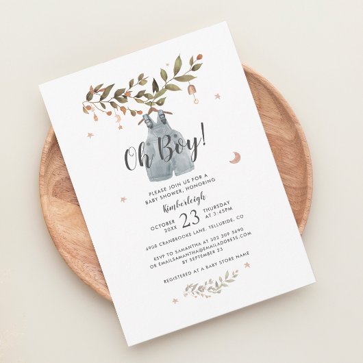 Invitation Aquarelle botanique Boho Boy Baby shower