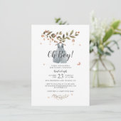 Invitation Aquarelle botanique Boho Boy Baby shower (Debout devant)