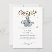 Invitation Aquarelle botanique Boho Boy Baby shower (Devant)