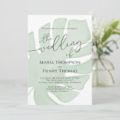 Invitation Aquarelle Botanique Boho Foliage Vert Palme Feuill (Debout devant)