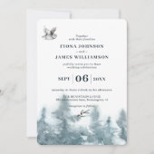 Invitation Aquarelle Botanique Chouette Botanique Mariage (Devant)
