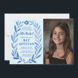 Invitation Aquarelle botanique CUSTOM PHOTO Bat Bar Mitzvah<br><div class="desc">Carte parfaite pour annoncer un bat mitzvah, bar mitzvah ou une autre célébration juive ! L'art délicat de trame feuille dessinée à la main pour vous! ENTIÈREMENT PERSONNALISABLE ! Cliquez sur "Personnaliser" ci-dessus pour modifier le texte, ajoutez votre photo. Cliquez sur "modifier à l'aide de l'outil de conception" pour ajuster...</div>