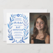 Invitation Aquarelle botanique CUSTOM PHOTO Bat Bar Mitzvah (Devant)