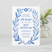 Invitation Aquarelle botanique CUSTOM QR Bar Bat mitzvah (Debout devant)