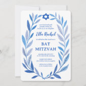Invitation Aquarelle botanique CUSTOM QR Bar Bat mitzvah (Devant)
