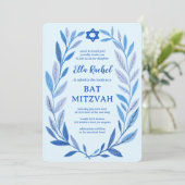 Invitation Aquarelle botanique CUSTOM QR Bar Bat mitzvah (Debout devant)