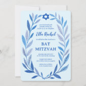 Invitation Aquarelle botanique CUSTOM QR Bar Bat mitzvah (Devant)