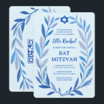 Invitation Aquarelle botanique CUSTOM QR Bar Bat mitzvah<br><div class="desc">Carte parfaite pour annoncer un bat mitzvah, bar mitzvah ou une autre célébration juive ! L'art délicat de trame feuille dessinée à la main pour vous! ENTIÈREMENT PERSONNALISABLE ! Cliquez sur "Personnaliser" ci-dessus pour modifier le texte et ajouter votre lien au code QR. Cliquez sur "modifier à l'aide de l'outil...</div>
