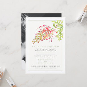 Invitation Aquarelle botanique de Grevillea mariage photo ver