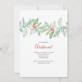 Invitation aquarelle botanique de Noël (Devant)