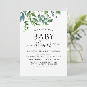Invitation Aquarelle botanique du baby shower