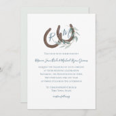 Invitation Aquarelle botanique du monogramme de fer à cheval (Devant / Derrière)