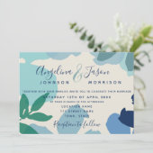 Invitation Aquarelle Botanique Dusty Blue Mariage (Debout devant)