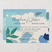 Invitation Aquarelle Botanique Dusty Blue Mariage (Devant / Derrière)