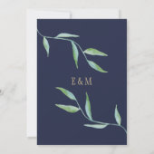 Invitation Aquarelle botanique Elégant Mariage or de la marin (Dos)