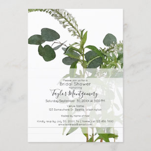 Invitation "Aquarelle botanique "Espoir" avec feuilles d'euca
