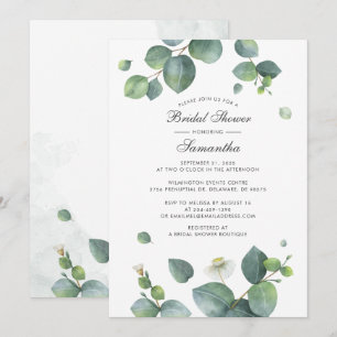 Invitation Aquarelle Botanique Eucalyptus Fête des mariées