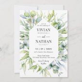 Invitation Aquarelle Botanique Eucalyptus Mariage de verdure (Devant)