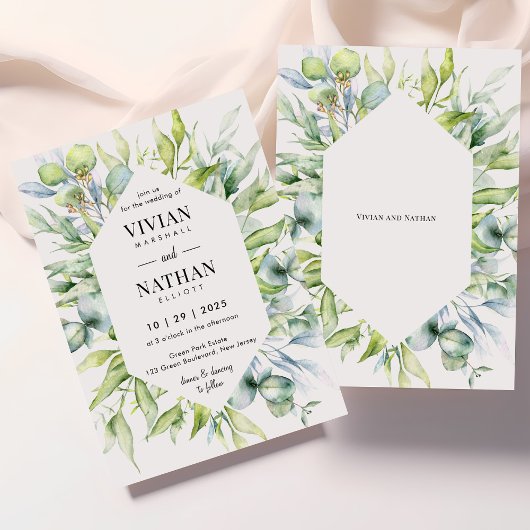 Invitation Aquarelle Botanique Eucalyptus Mariage de verdure