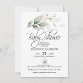 Invitation Aquarelle Botanique Feuillage Baby shower verdoyan (Devant)