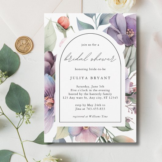 Invitation Aquarelle botanique floral script nuptiale