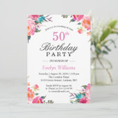 Invitation Aquarelle Botanique Floral Wreath fête d'anniversa (Debout devant)