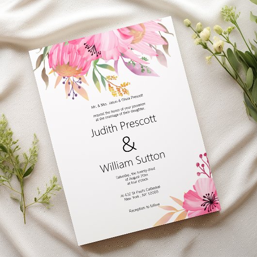 Invitation Aquarelle botanique jardin Mariage floral