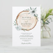 Invitation Aquarelle botanique mariage de bois rustique (Debout devant)