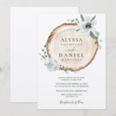 Invitation Aquarelle botanique mariage de bois rustique (Devant / Derrière)