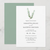 Invitation Aquarelle botanique Mariage de la branche de romar (Devant / Derrière)