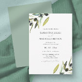 Invitation Aquarelle botanique Mariage de la branche d'olivie
