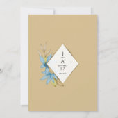 Invitation Aquarelle botanique mariage floral bleu brun (Dos)