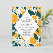 Invitation Aquarelle botanique oranges fraîches Mariage de fr (Debout devant)