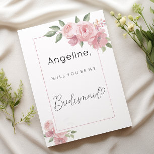 Invitation Aquarelle botanique pastel rose flora Bridesmaid