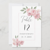 Invitation Aquarelle botanique rose fleurs Nombres de tableau (Devant)