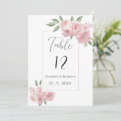 Invitation Aquarelle botanique rose fleurs Nombres de tableau (Debout devant)