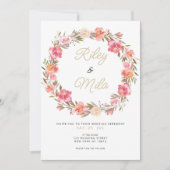 Invitation Aquarelle botanique rose mariage de automne floral (Devant)