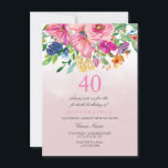 Invitation Aquarelle botanique rose pâle 40e anniversaire<br><div class="desc">Aquarelle Botanique Rose Blush 40e Invitation Anniversaire Voir la collection correspondante dans Niche et Nest Store</div>