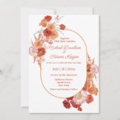 Invitation aquarelle botanique rouge orange simple mariage (Devant)