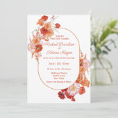 Invitation aquarelle botanique rouge orange simple mariage (Debout devant)