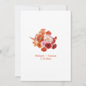 Invitation aquarelle botanique rouge orange simple mariage (Dos)
