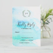 Invitation Aquarelle botanique rustique mariage feuille RSVP  (Debout devant)