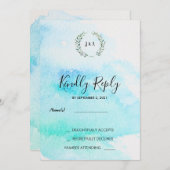 Invitation Aquarelle botanique rustique mariage feuille RSVP  (Devant / Derrière)
