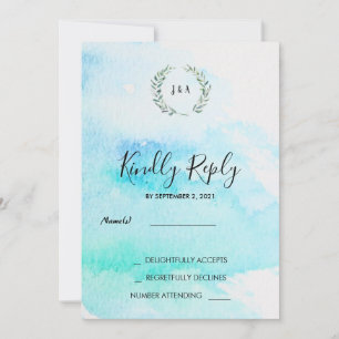 Invitation Aquarelle botanique rustique mariage feuille RSVP