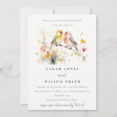 Invitation Aquarelle botanique sauvage Inséparables Fiançaill (Devant)