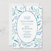 Invitation Aquarelle Botanique Star Bar Bat mitzvah Photo (Devant)