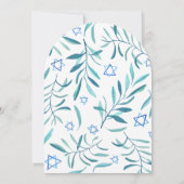 Invitation Aquarelle Botanique Star de David Bar Bat mitzvah (Dos)