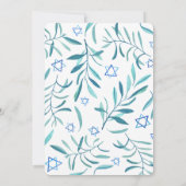 Invitation Aquarelle Botanique Star de David Bar Bat mitzvah (Dos)