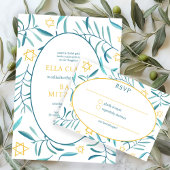 Invitation Aquarelle Botanique Star de David Bar Bat mitzvah