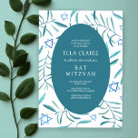Invitation Aquarelle Botanique Star de David Bar Bat mitzvah<br><div class="desc">Carte parfaite pour annoncer un bat mitzvah, bar mitzvah ou une autre célébration juive ! L'aquarelle faite à la main pour vous à l'avant et à l'arrière! ENTIÈREMENT PERSONNALISABLE ! Cliquez sur "Personnaliser" ci-dessus pour modifier le texte. Cliquez sur "modifier à l'aide de l'outil de conception" pour ajuster les polices,...</div>